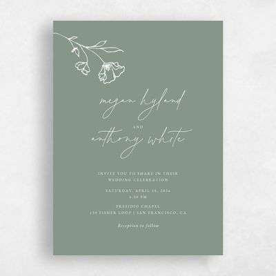 Deep Sage, Green Wedding Invitation - Varnell Portrait