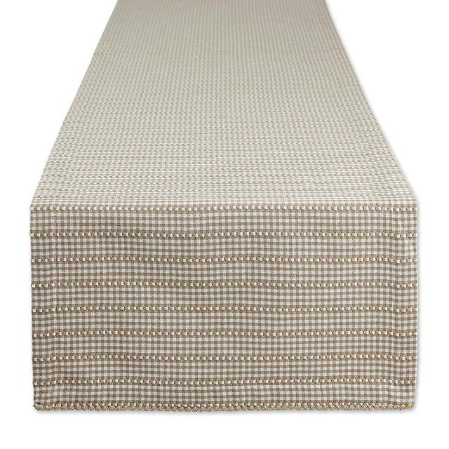 DII Farmhouse Gingham Collection Table Runner, 14x108, Stone