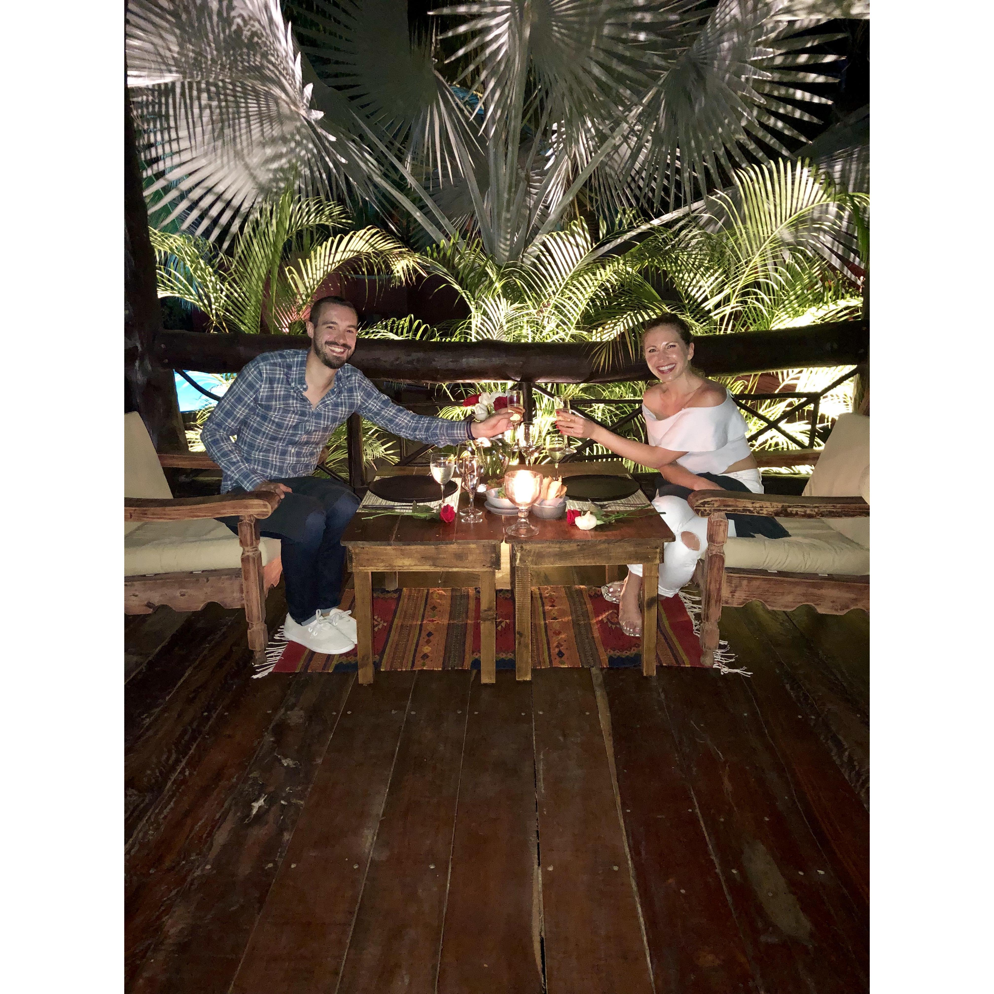 Our romantic dinner courtesy of our Tulum hotel staff :)