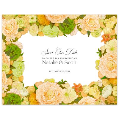 Orange Bordered Wedding Digital Save the Date - Horto Landscape