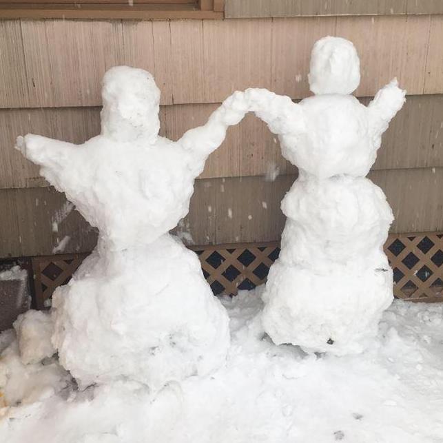 Cory made snowpeople of us holding hands #Snowmance