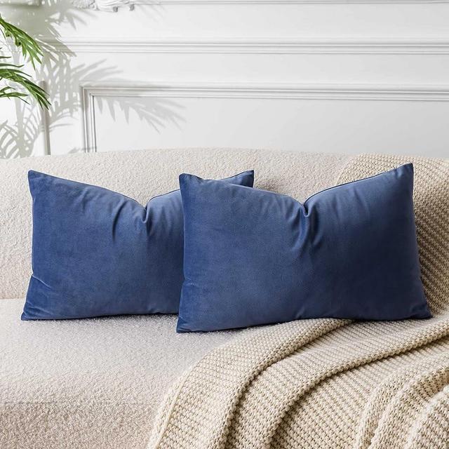 JUSPURBET Decorative Lumbar Throw Pillows Covers Cases for Couch Bed Sofa,Soild Color Soft Pillowcases,12x20 Inches,Purple Blue