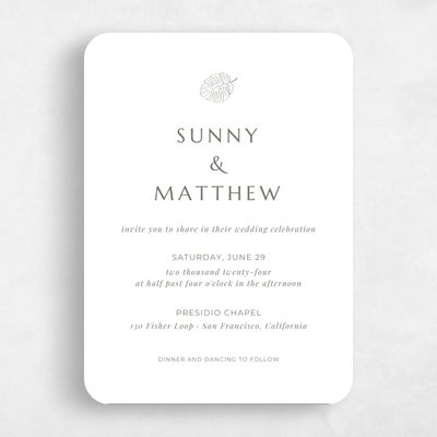 White Rounded Wedding Invitation - Morelos Classic