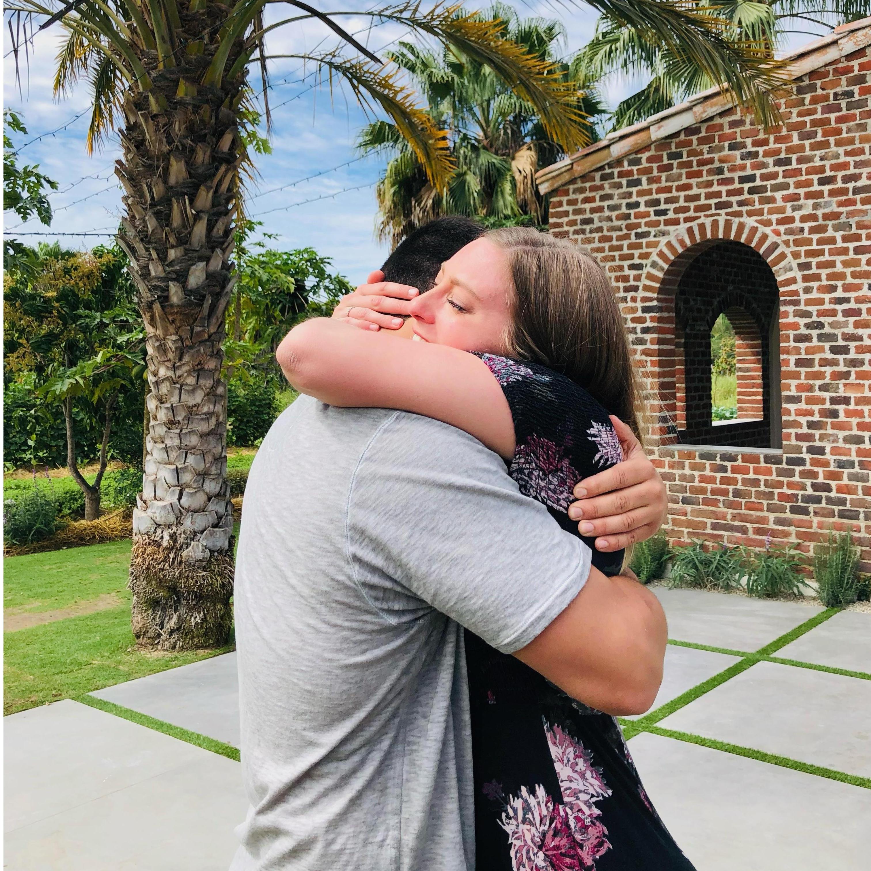 Pure joy after he proposed!