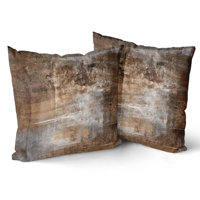 Giwawa Brown Grey Pillow Covers 18x18 Inch Set of 2 Abstract Dark Brown Rust Art Painting Pillow Case Decorative Modern Farmhouse Cushion Covers for Sofa Bed Couch Living Room