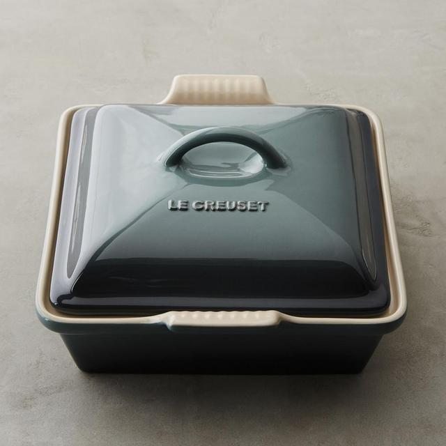 Le Creuset Stoneware Shallow Square Covered Baker, Ocean