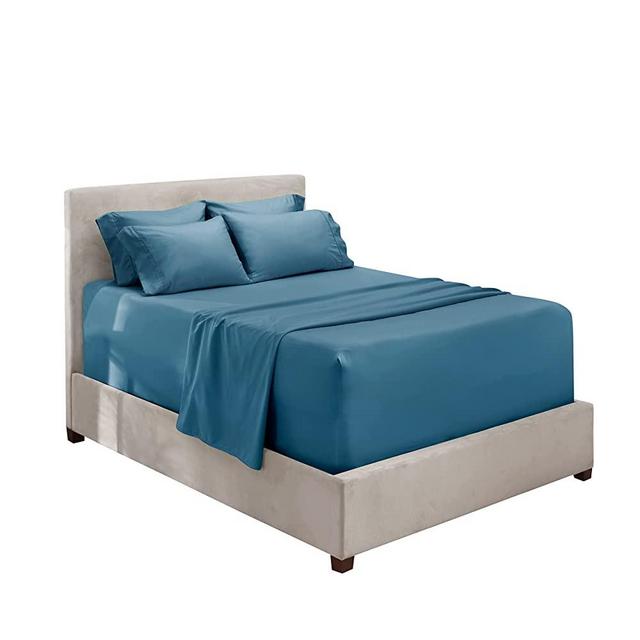 Hearth & Harbor Extra Deep Pocket King Sheets, Fits up to 21 inches Depth - Super Soft Bed Sheets for King Size Bed - 6 Piece King Size Sheets - Blue Heaven Sheets, Luxury Bedding Sheets & Pillowcases
