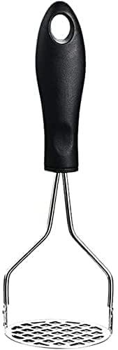 WAZAMA Potato Masher with Non Slip Heat Resistance Handle and Large Round Press Plate for Vegetable Fruits and Baby Food Sturdy & Easy to Use for Cooking and Kitchen Gadget