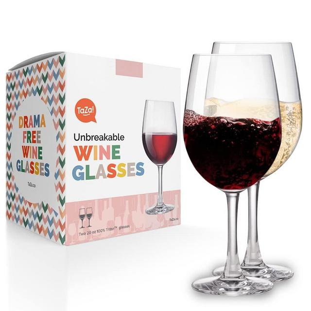 Outdoor All-Purpose Wine Glasses with Stems 20oz, Set of 2, Unbreakable Tritan Plastic Tumblers, Dishwasher Safe Reusable Drinking Glassware, Travel, Pool, Beach, Camping, Picnic Wine Glasses