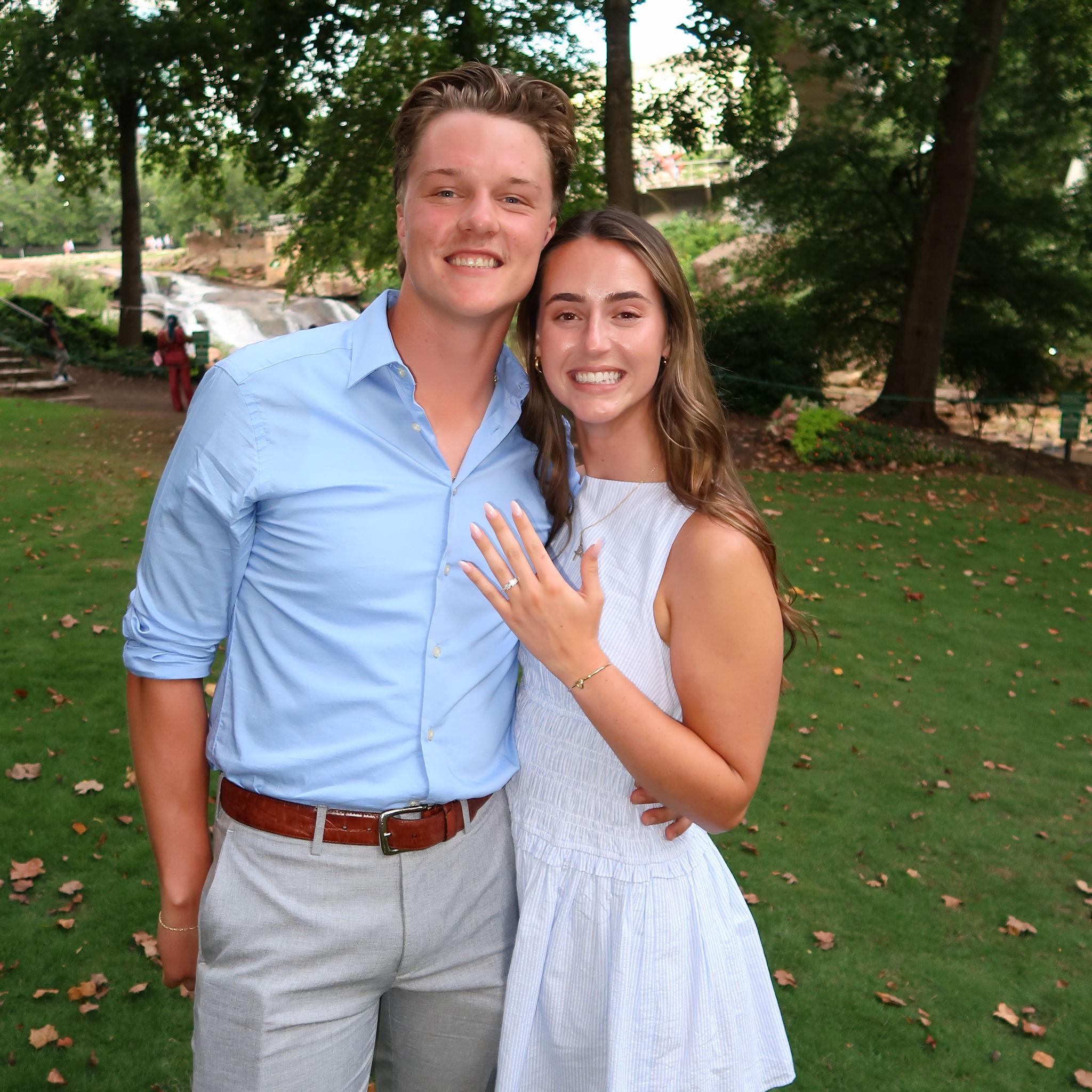 7/19/2025 Payson proposed to Rachel in Greenville, SC on a picnic date, and surprised her with all of her family coming down to celebrate at dinner!💖💖