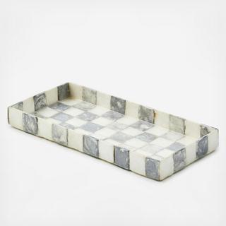 Sterling Check Capiz Vanity Tray