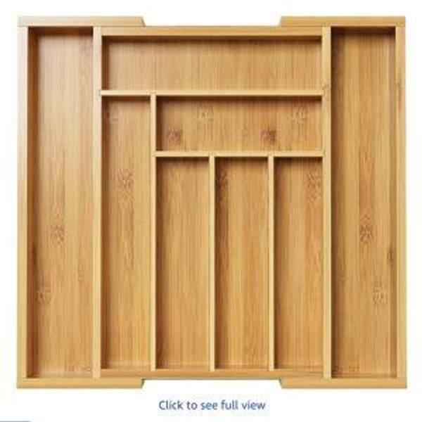 Pipishell Bamboo Expandable Drawer Organizer for Utensils Holder, Adjustable Cutlery Tray, Wood Drawer Dividers Organizer for Silverware, Flatware, Knives in Kitchen, Bedroom, Living Room(M-N)