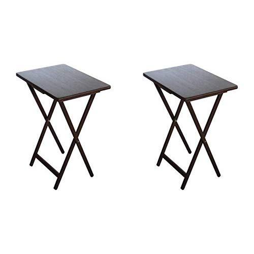 Set of 2 Folding TV Tray Table Living Room Home Office Accent Furniture Display Decoration Sturdy Organizer Coffee Side End Sofa Table Walnut