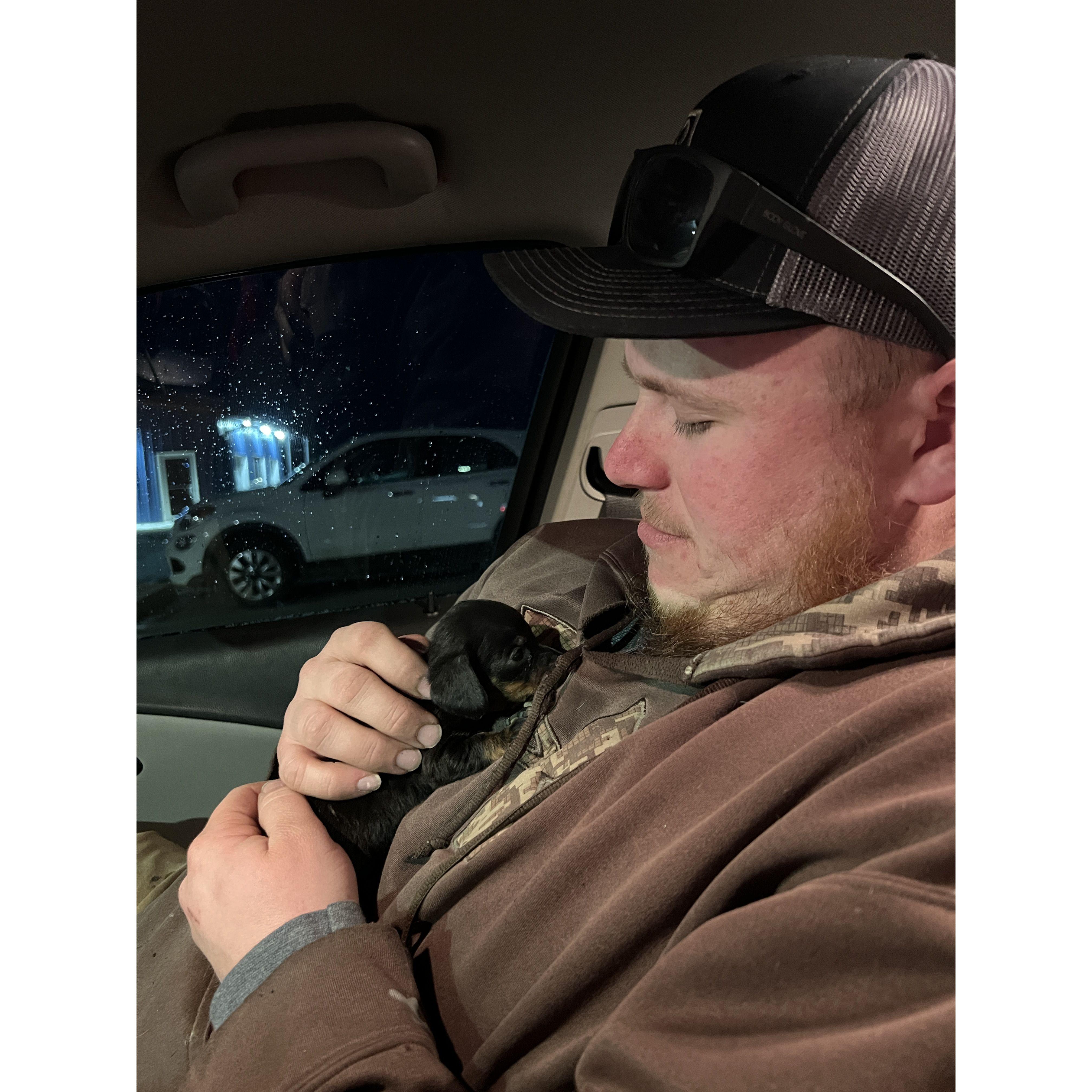 First time Ashton held our baby Bean!