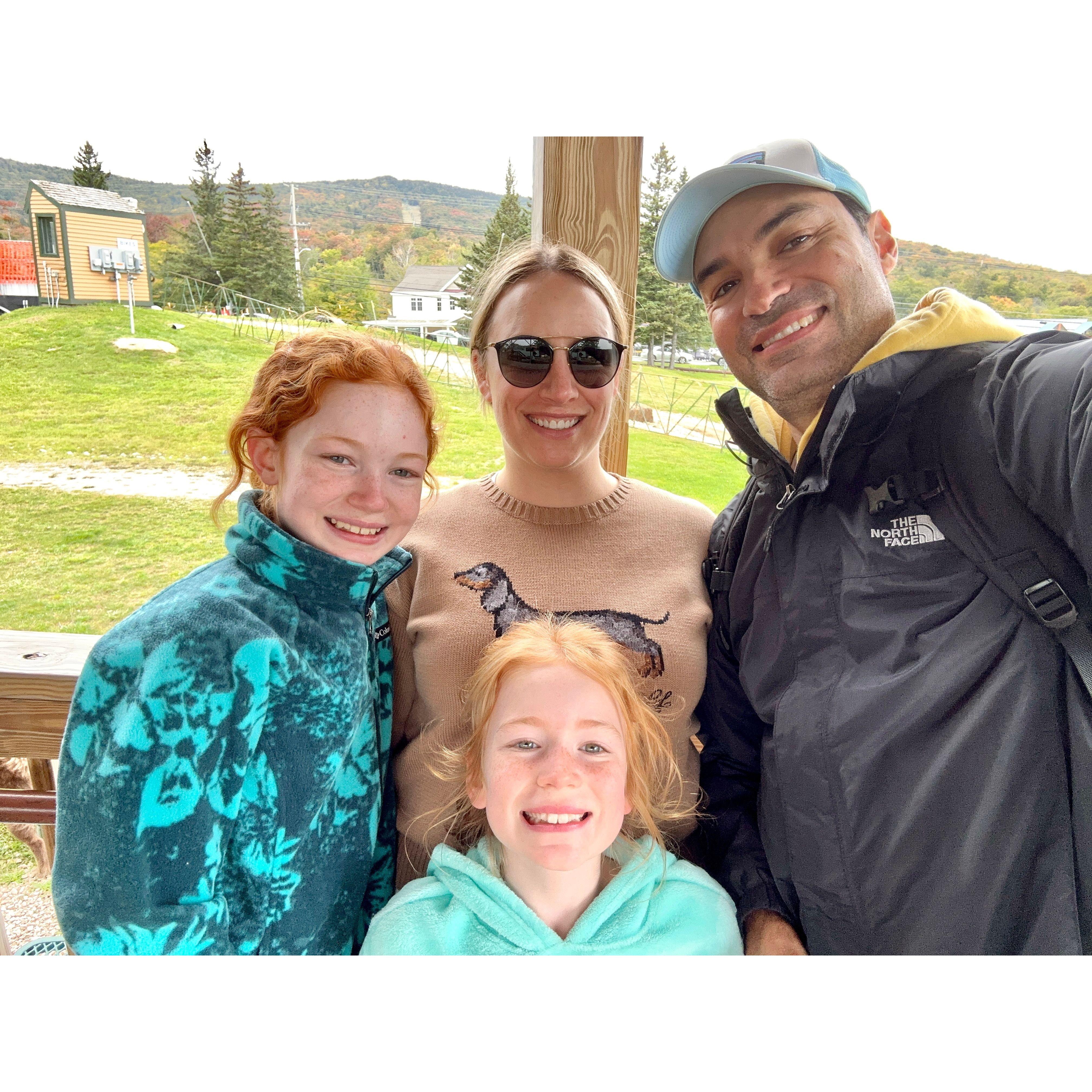 Charlotte (elder) and Grace (younger) love spending time in VT and especially on this mountain coaster, which they would ride all day if they could!