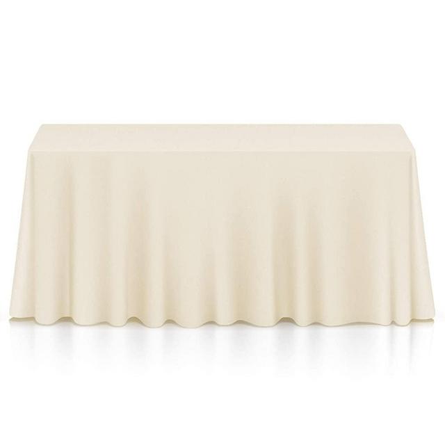 Lann's Linens - 90" x 132" Premium Tablecloth for Wedding / Banquet / Restaurant - Rectangular Polyester Fabric Table Cloth - Ivory