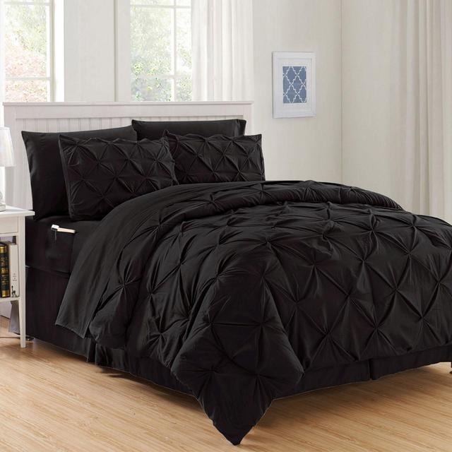 Hi-Loft Luxury Pintuck 8-Piece King/California King Comforter Set in Black