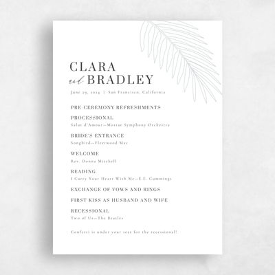 Grey Wedding Program - Talana