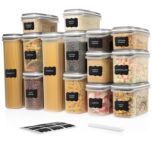  mDesign Airtight Food Storage Container Combo Pack with Lid for  Kitchen, Pantry, or Cabinet - Cereal, Snacks, Pasta, Candy, Rice, Beans,  Baking - BPA Free, Set of 6 - Clear: Home & Kitchen