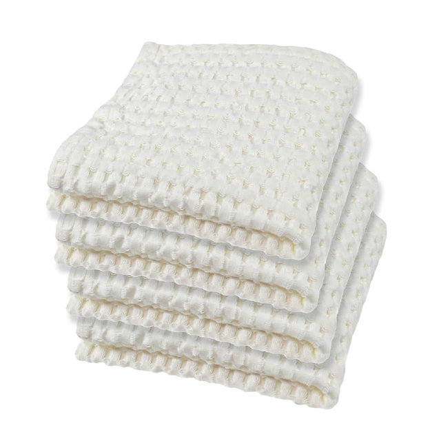 GILDEN TREE Waffle Towel Quick Dry Thin Exfoliating 4 Pack Washcloths for Face Body, Modern Style (Cream)