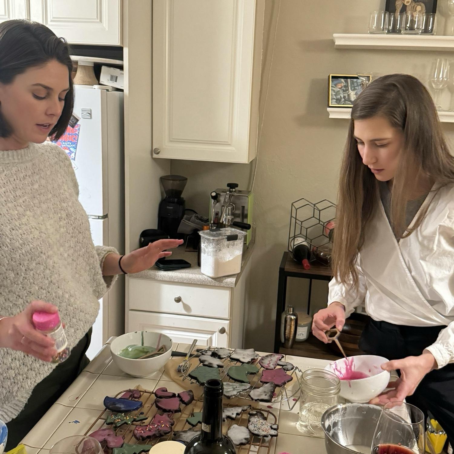 Meryl and Kelsey making a yummy mess