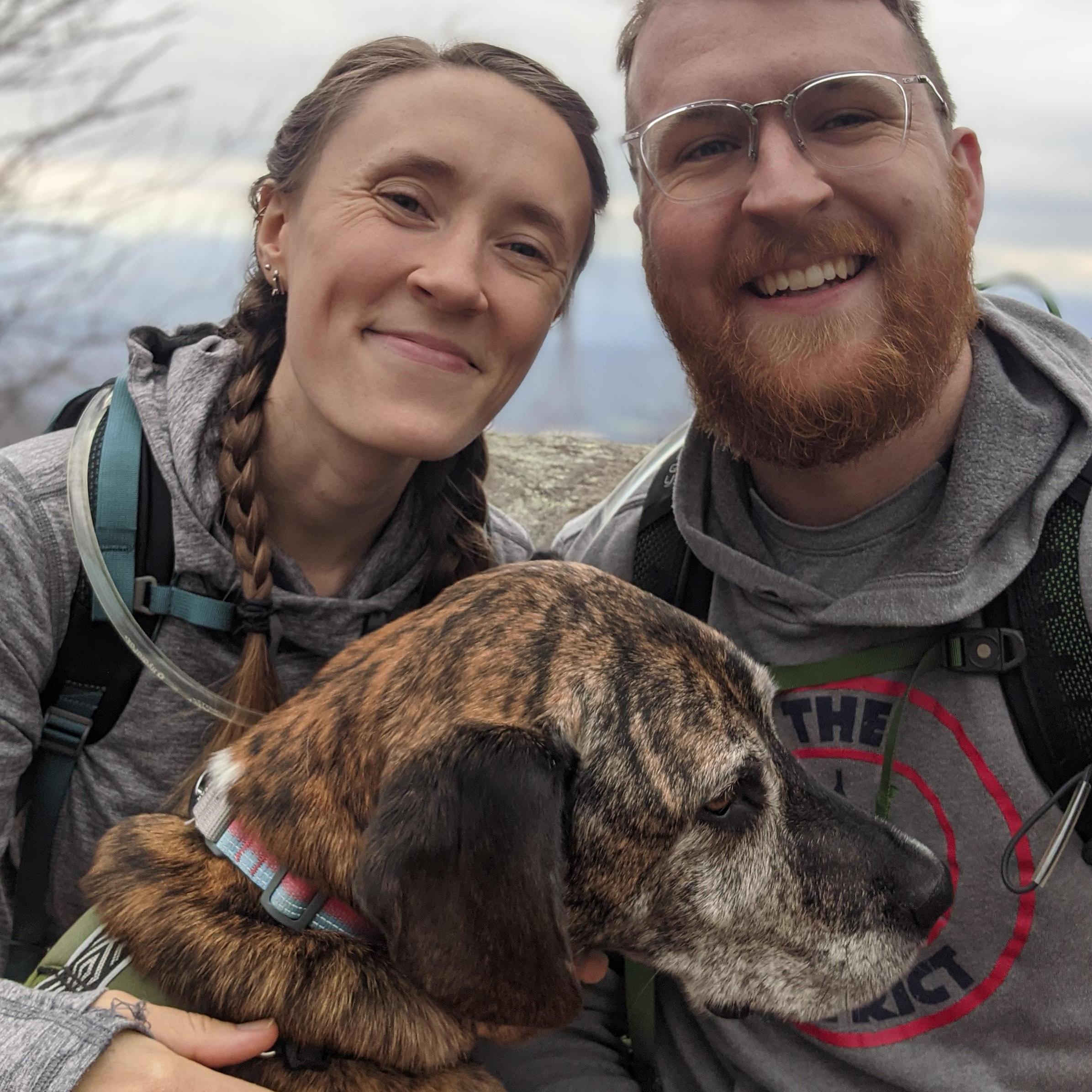 Shenandoah National Park 2020. We had to use some salami to get Oats to take a picture with us.