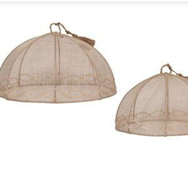 Tuileries Garden Mesh Round Food Cover Set/2pc - Natural