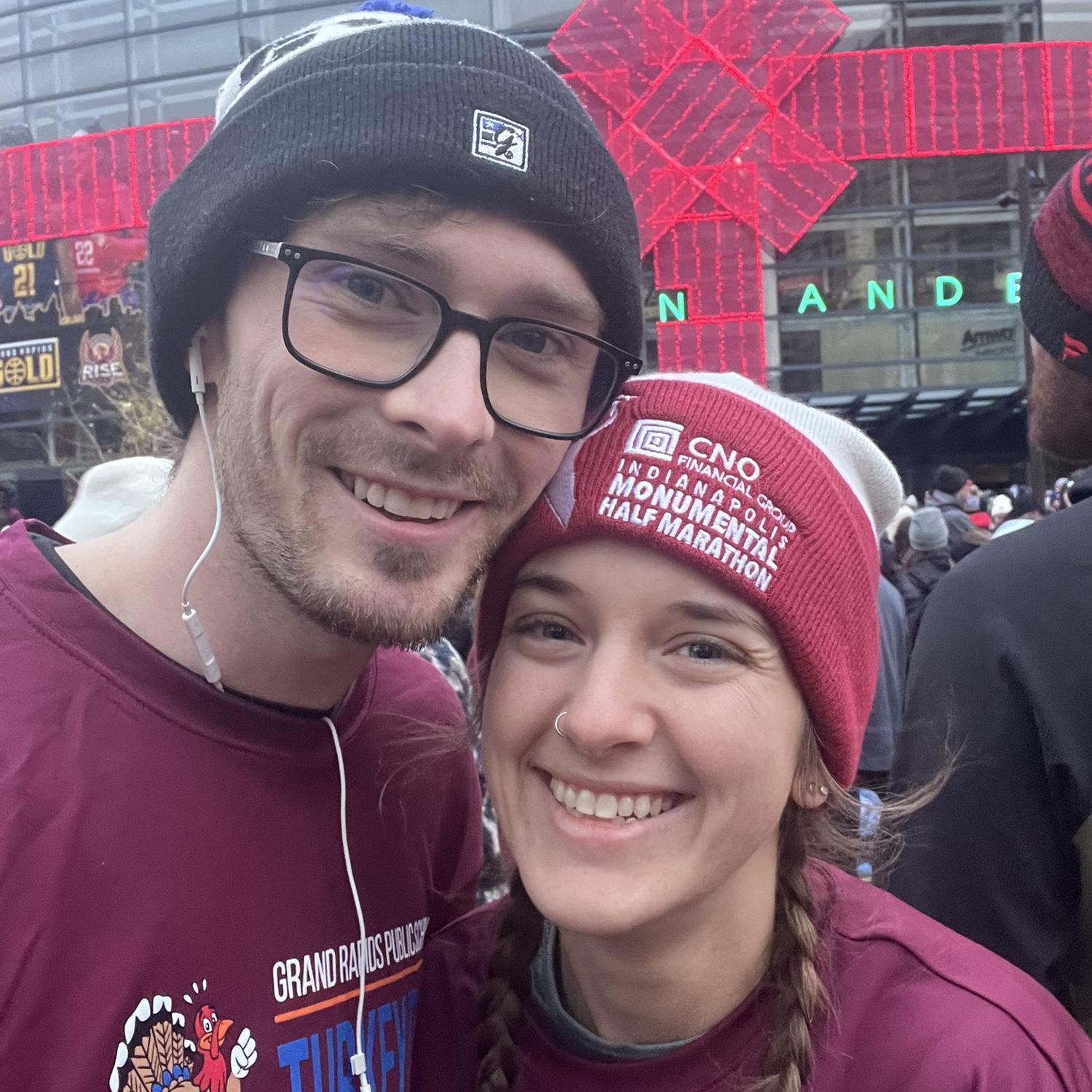 Kendra convinced David to run another 5k on Thanksgiving - thankfully he survived!