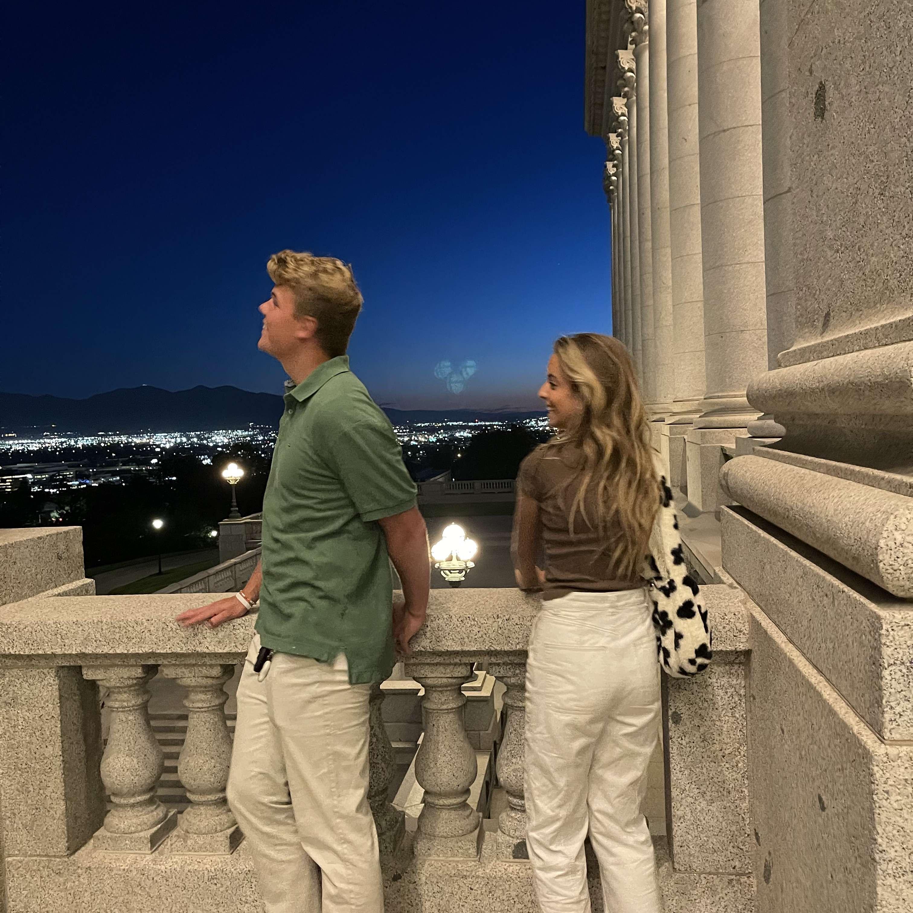 Our first date, June 3rd, 2021. McKay had heard about Grace's love of burgers and took her to Hires Big H is SLC where they picked up some food and took it to the Capitol Building to watch the sunset.