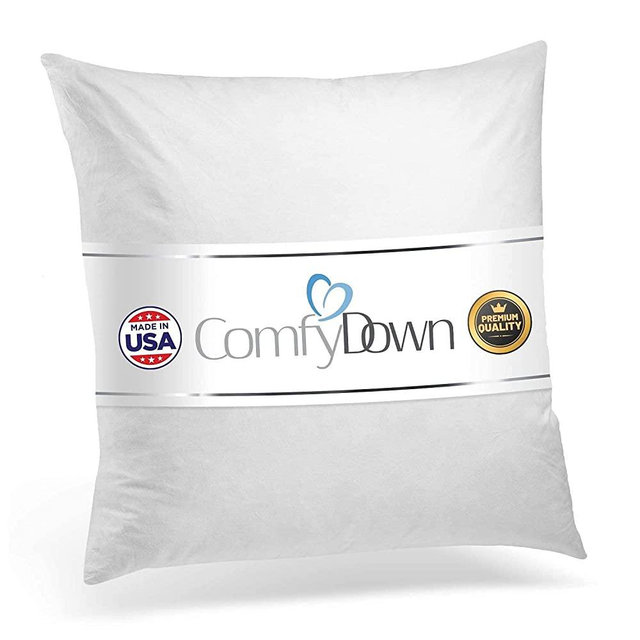 26x26 Decorative Throw Pillow Insert, Down and Feathers Fill, 100% Cotton Cover 233 Thread Count, Square Pillow Insert - Made in USA