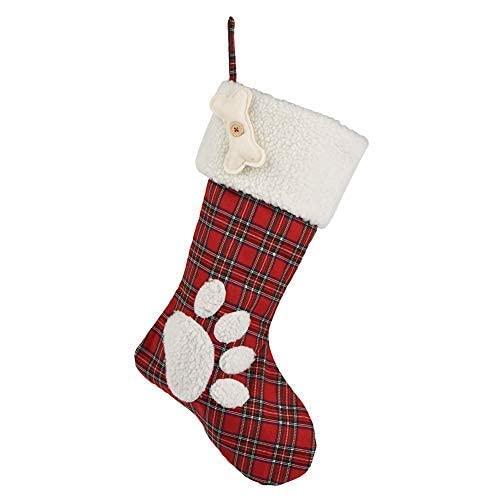 WORLDECO Christmas Dog Stocking 2025 Ornaments, Personalized Dog Footprints Pattern Hanging Socks, Home, Party, Mantel Decorations, Xmas Gift Present for Family Friends, 21 inch
