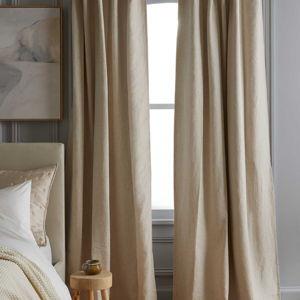 European Linen Room Darkening Curtain in Flax