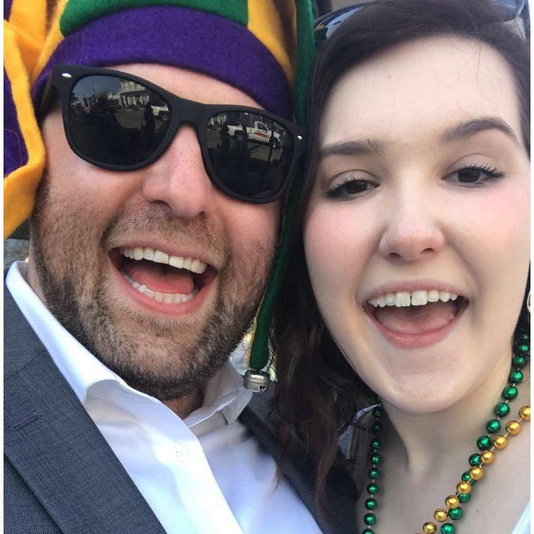 Our first photo together! 
We feel so lucky that we got to fall in love during Mardi Gras!