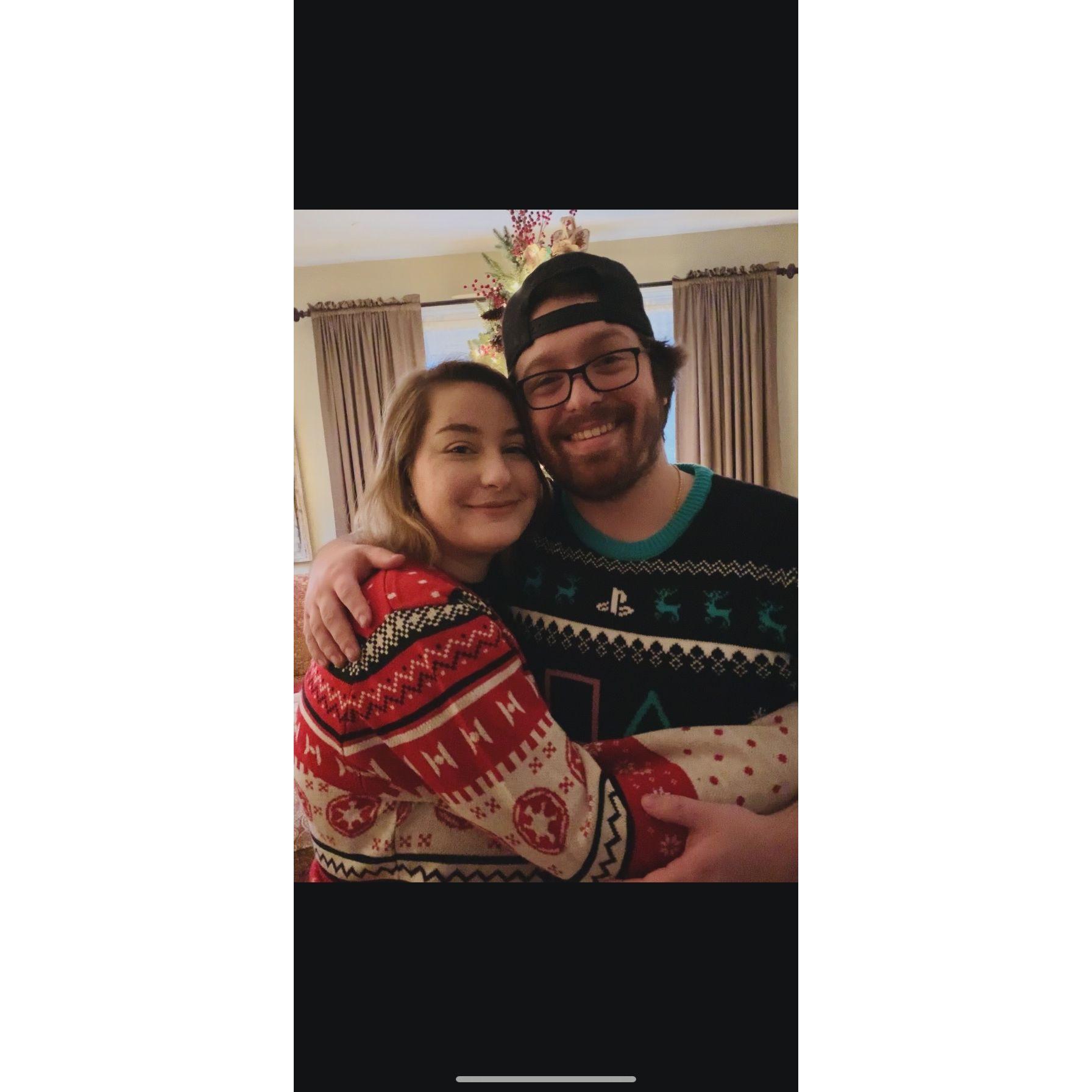 Our first Christmas together. To this day Matt says that is one of his favorite photos of us
