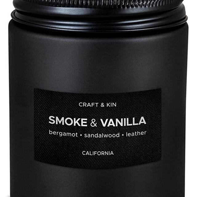 Scented Candles for Men | Smoke & Vanilla Scented Candle | Soy Candles for Home Scented | Aromatherapy Candle Men Candles | Candle for Men Candles | Long Lasting Candles | Vanilla Candle in Black Jar