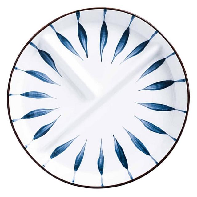 LIFKOME Lunch Trays for Adults Plate Ceramic Divided Plates Portion Control Plate 3 Compartments Deep Porcelain Dinner Dishes Japanese Style Diet Plate for Adult 8.5 Inch Cutlery