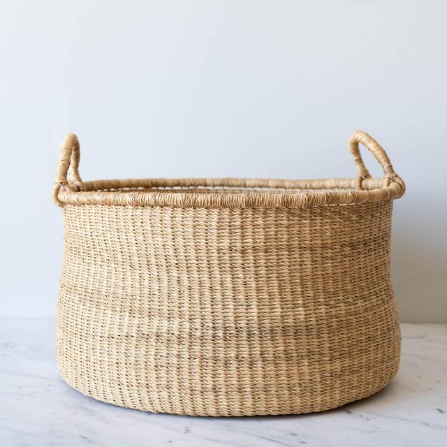 natural woven grass floor basket – large
