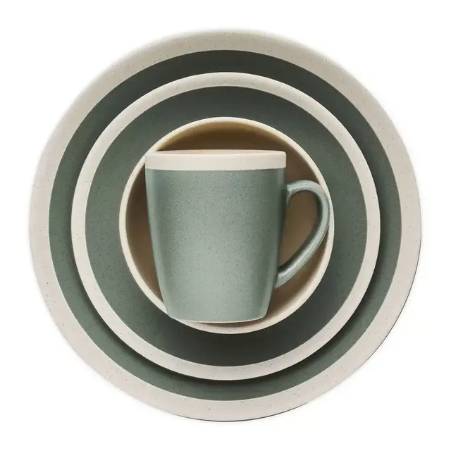 Stone Lain 16-Piece Dinnerware Set in Green/Cream