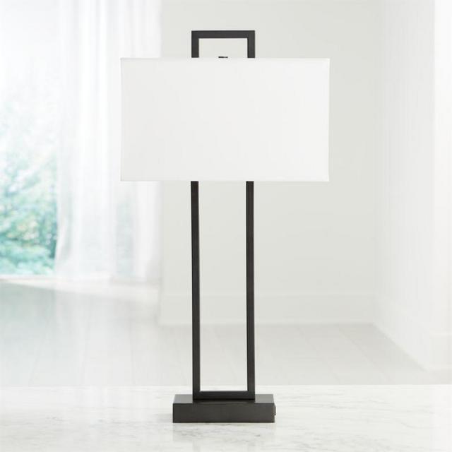 Adler Black Rectangle Table Lamp with USB