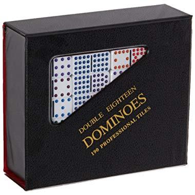 Professional Size Double 18 White Domino Tiles with Multicolored Dots