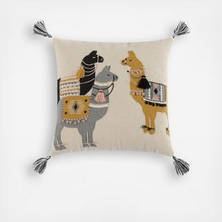 Kuzco Three Llamas Throw Pillow