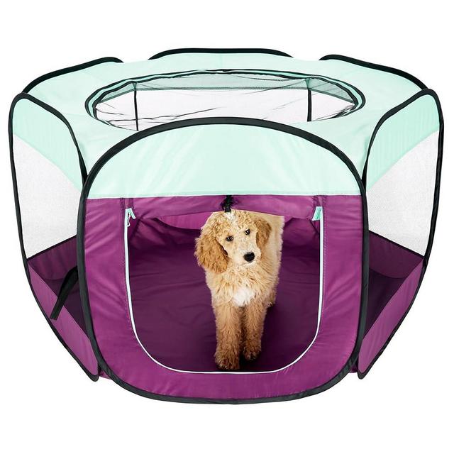 Furhaven Pop Up Playpen Pet Tent Playground - Purple, Extra Large