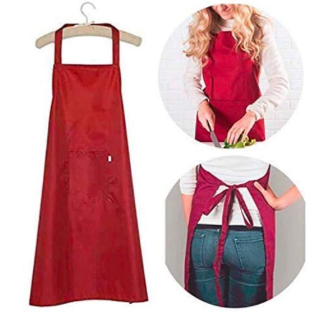 Home Waterproof Rubber Vinyl Apron - Best for Staying Dry When Dishwashing, Lab Work, Butcher, Dog Grooming, Cleaning Fish - Industrial Chemical Resistant Plastic,Woman waterproof apron（Red)