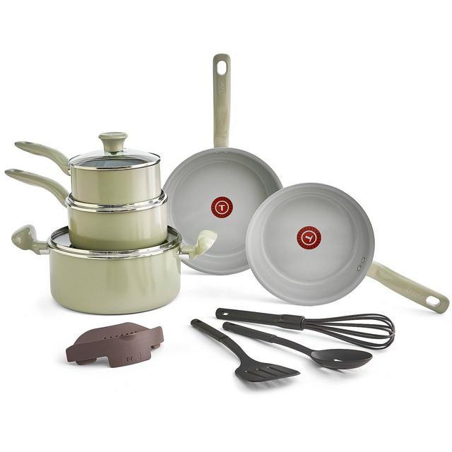 T-fal Simply Cook 12pc Ceramic Recycled Aluminum Cookware Set - Green