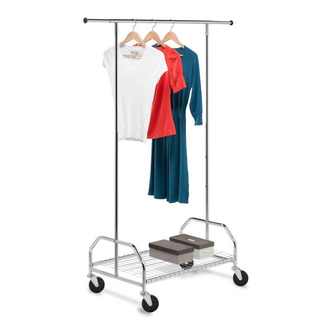 Honey-Can-Do® 59-Inch Bottom Shelf Adjustable Rolling Garment Rack in Chrome