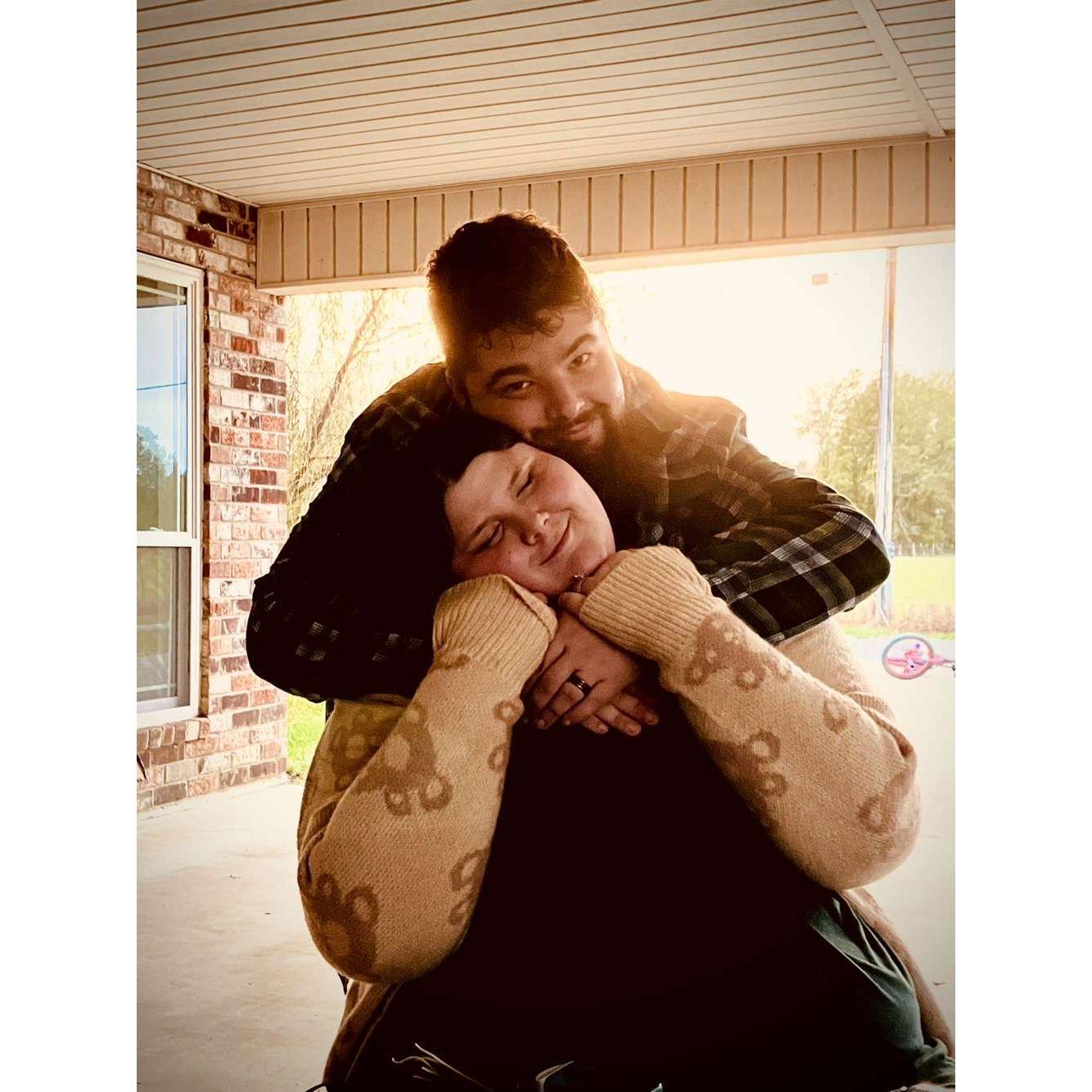 This picture was taken at our friends baby shower, where we celebrated momma and our Godson.