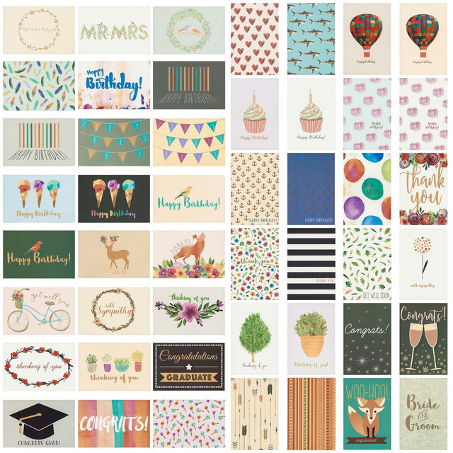 Best Paper Greetings 48 Pack All Occasion Cards Box Set with Envelopes, 48 Unique Designs for Birthday, Wedding, Thank You, Congrats, 4 x 6 In