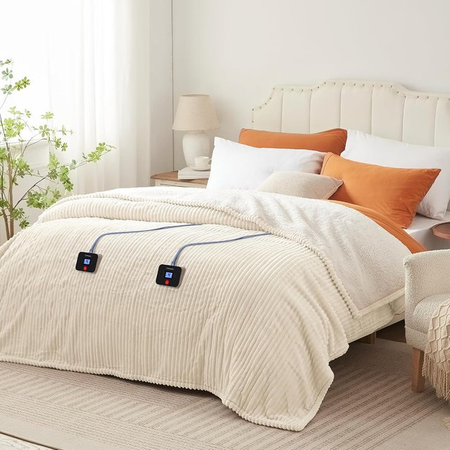 Westinghouse Electric Blanket King Size, 100x90 Inch, Cream White | King Size Heated Blanket with 10 Heating Levels & 1-12 Hours Auto Shut Off, Fast Heating Warming Blanket, Machine Washable
