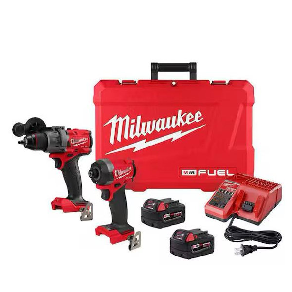 Milwaukee M18 FUEL 18V Lithium-Ion Brushless Cordless Hammer Drill and Impact Driver Combo Kit (2-Tool) with 2 Batteries 3697-22