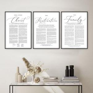 3 Pieces Family Proclamation Living Christ Posters Prints Canvas Wall Art Painting for Living Room Bedroom Home Wall Decor with Inner Frame